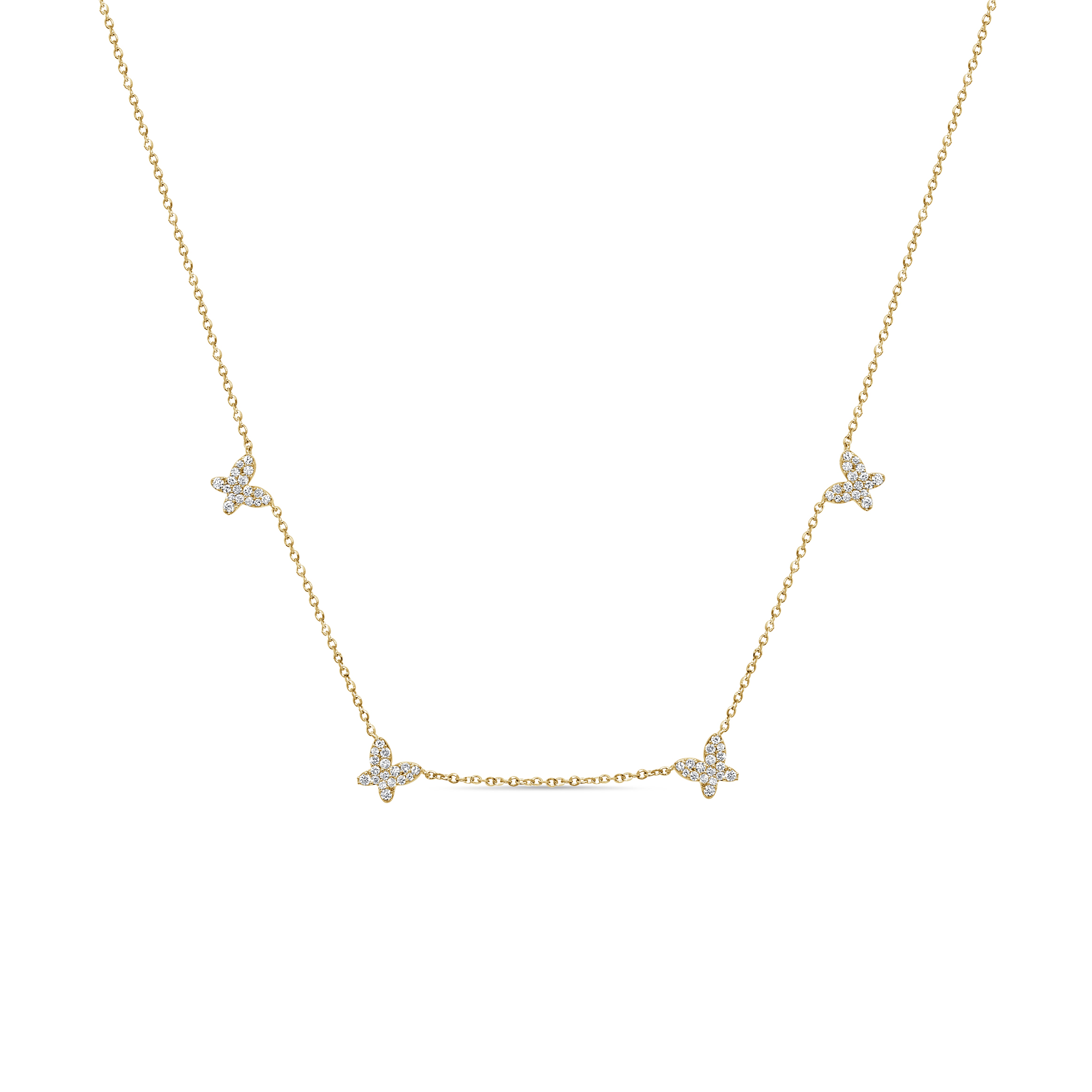 14K Gold & Diamond Butterfly Station Necklace - 0.35ct