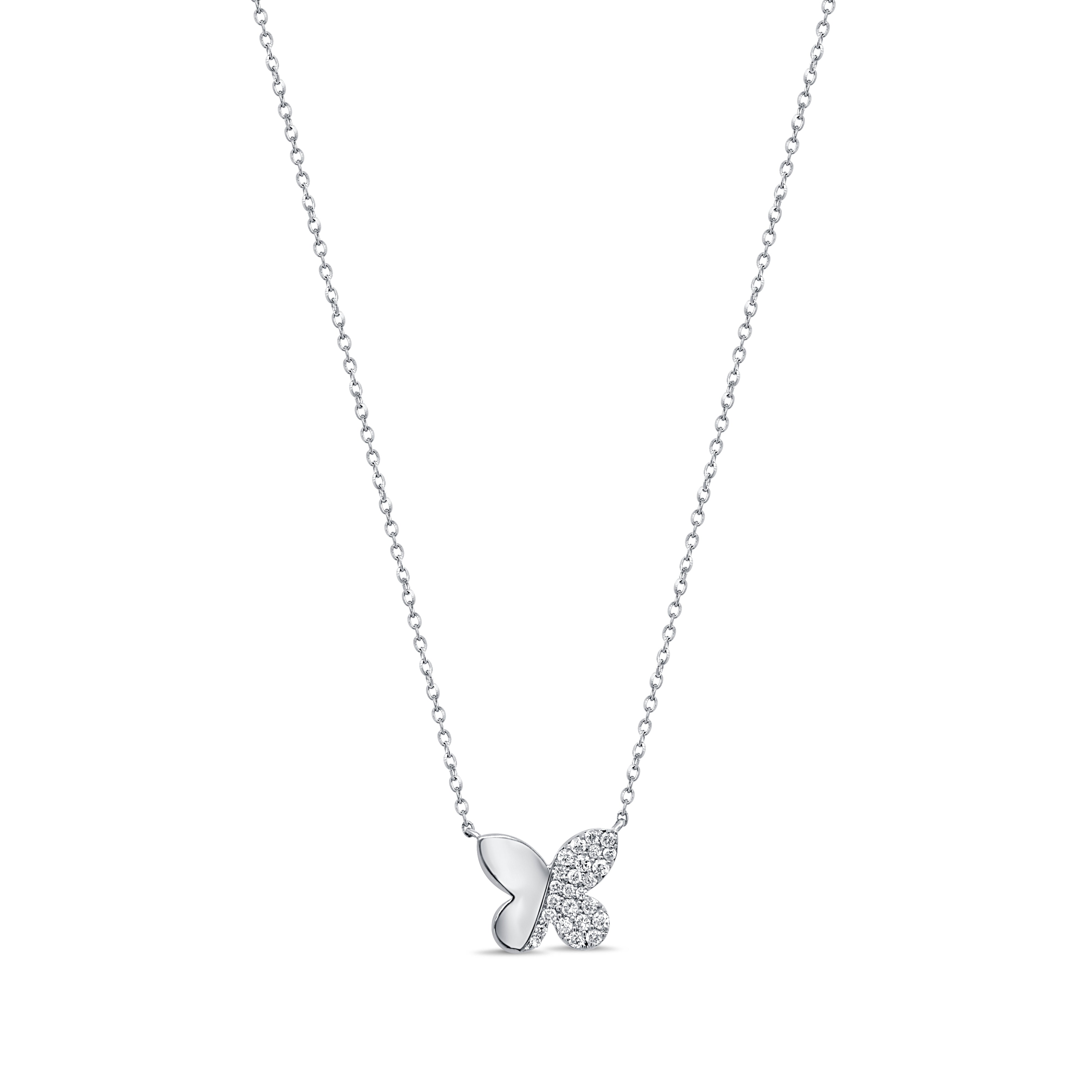 14K Gold & Diamond Butterfly Necklace - 0.15ct