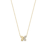 14K Gold & Diamond Butterfly Necklace - 0.15ct