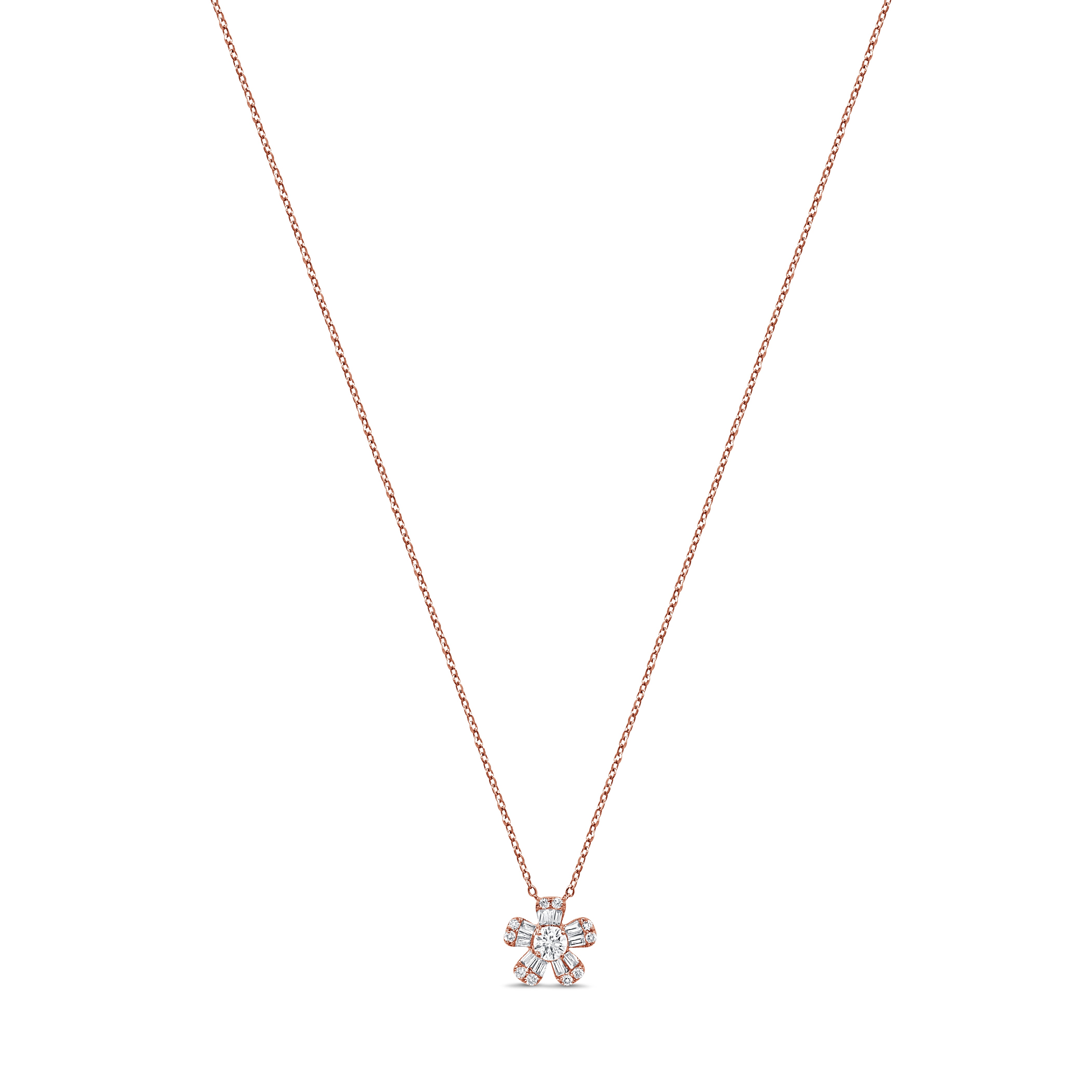 14K Gold & Diamond Flower Necklace - 0.32ct