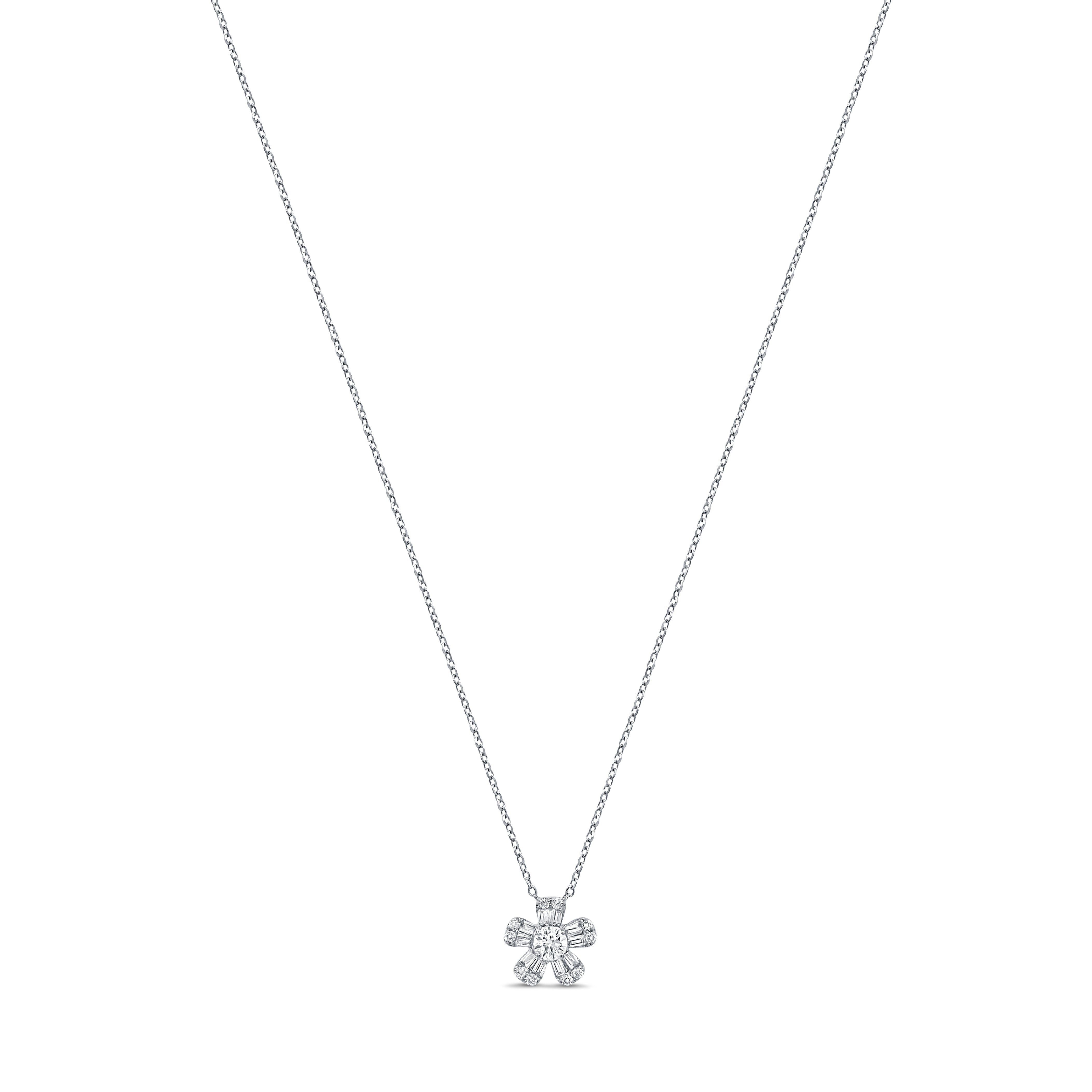 14K Gold & Diamond Flower Necklace - 0.32ct