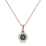 14K Gold Diamond & Emerald Circle Pendant