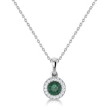 14K Gold Diamond & Emerald Circle Pendant