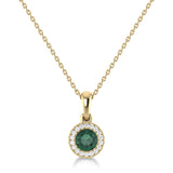 14K Gold Diamond & Emerald Circle Pendant