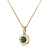 14K Gold Diamond & Emerald Circle Pendant