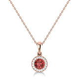 14K Gold Diamond & Garnet Circle Pendant