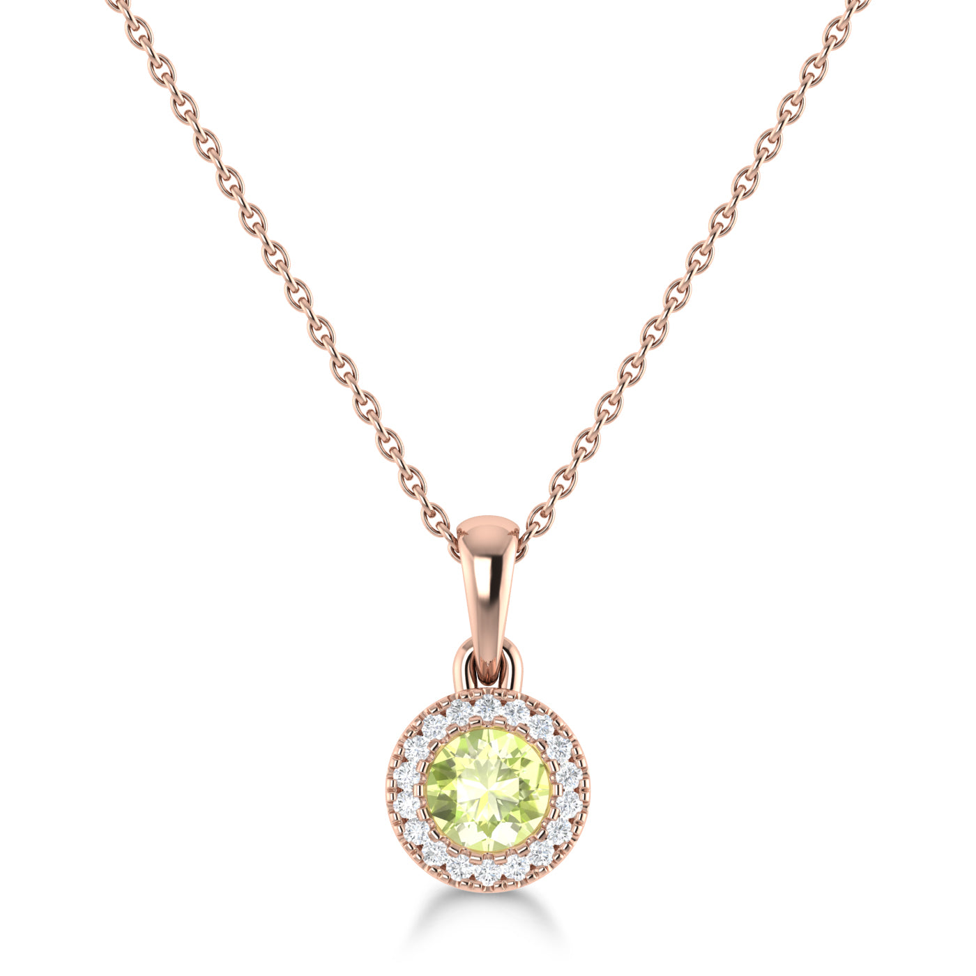 14K Gold Diamond & Peridot Circle Pendant