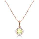 14K Gold Diamond & Peridot Circle Pendant