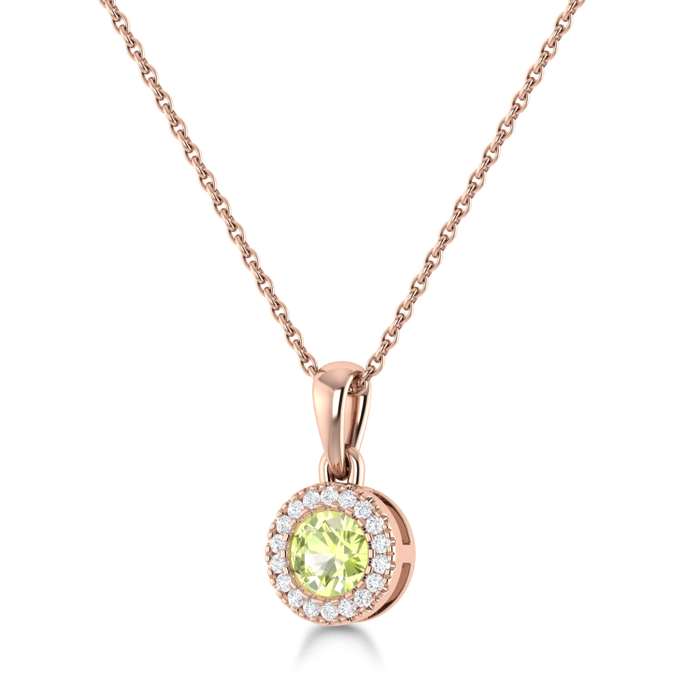 14K Gold Diamond & Peridot Circle Pendant