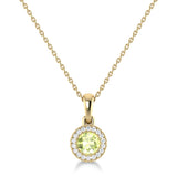 14K Gold Diamond & Peridot Circle Pendant