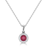 14K Gold Diamond & Ruby Circle Pendant