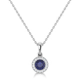 14K Gold Diamond & Sapphire Circle Pendant