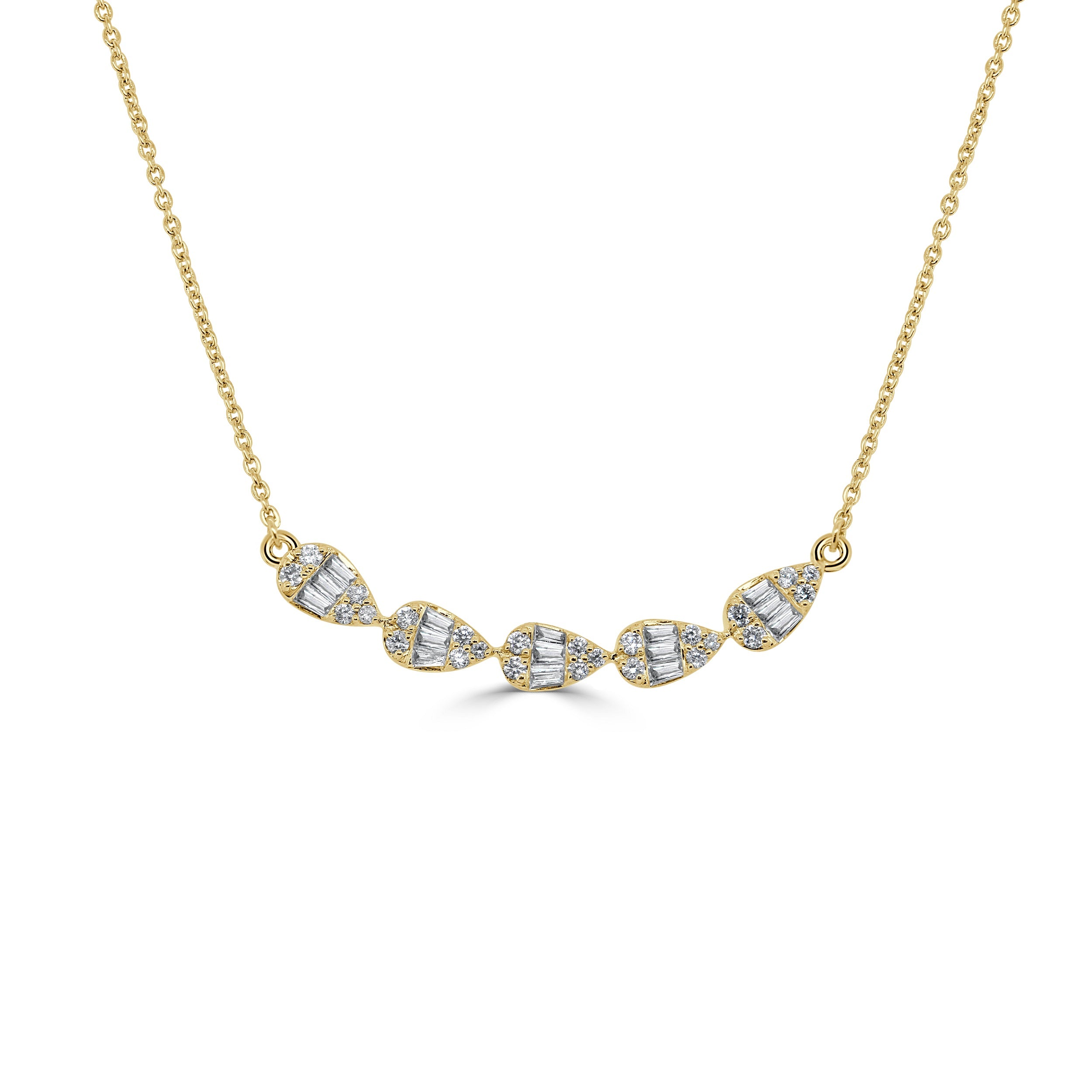 14k Gold & Baguette Diamond Bar Necklace - 0.16ct