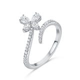 18K Gold Diamond Flower Bypass Ring - 0.51ct