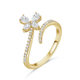 18K Gold Diamond Flower Bypass Ring - 0.51ct