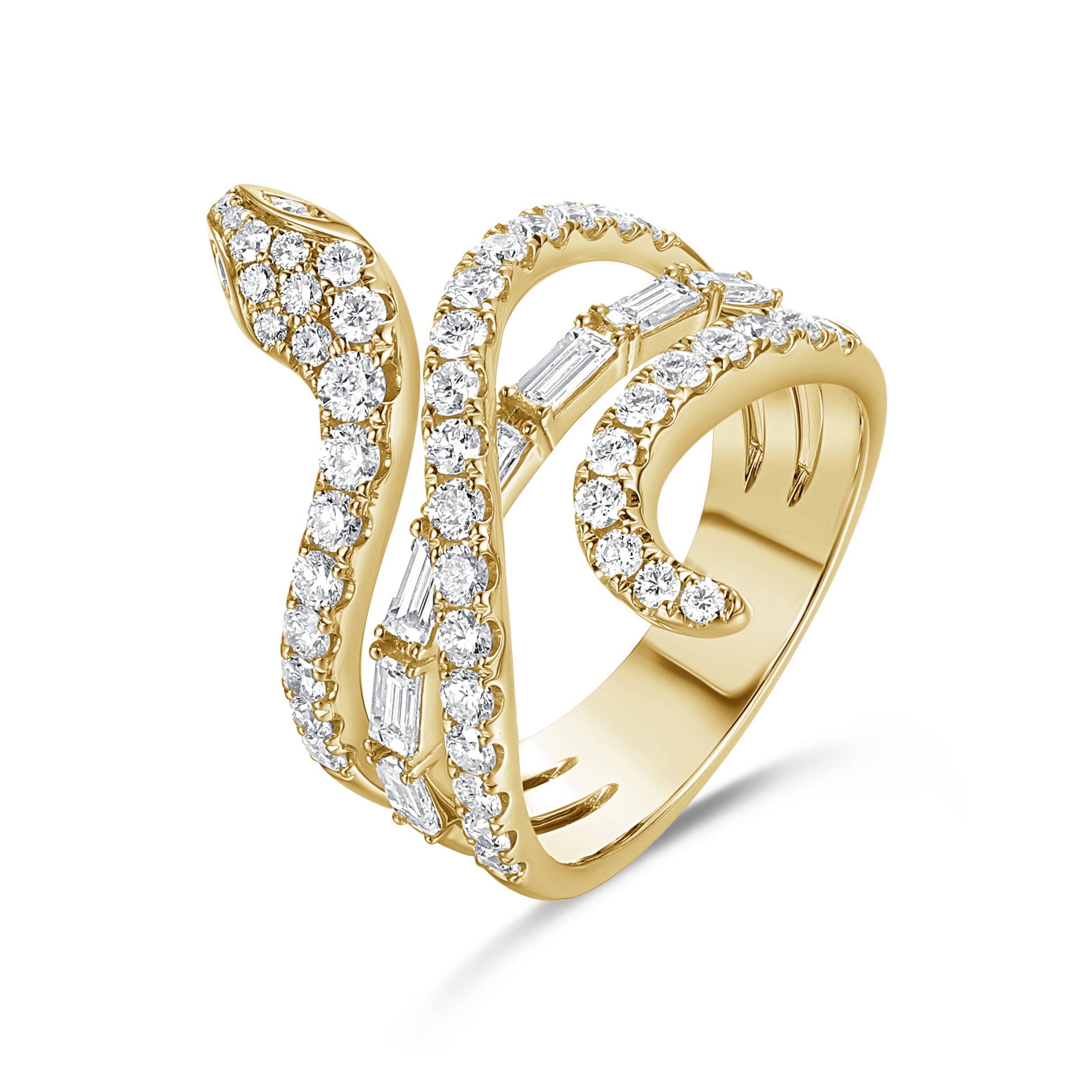 18K Gold & Diamond Snake Ring - 1.47ct