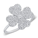 14K Gold & Diamond Flower Ring - 0.42ct