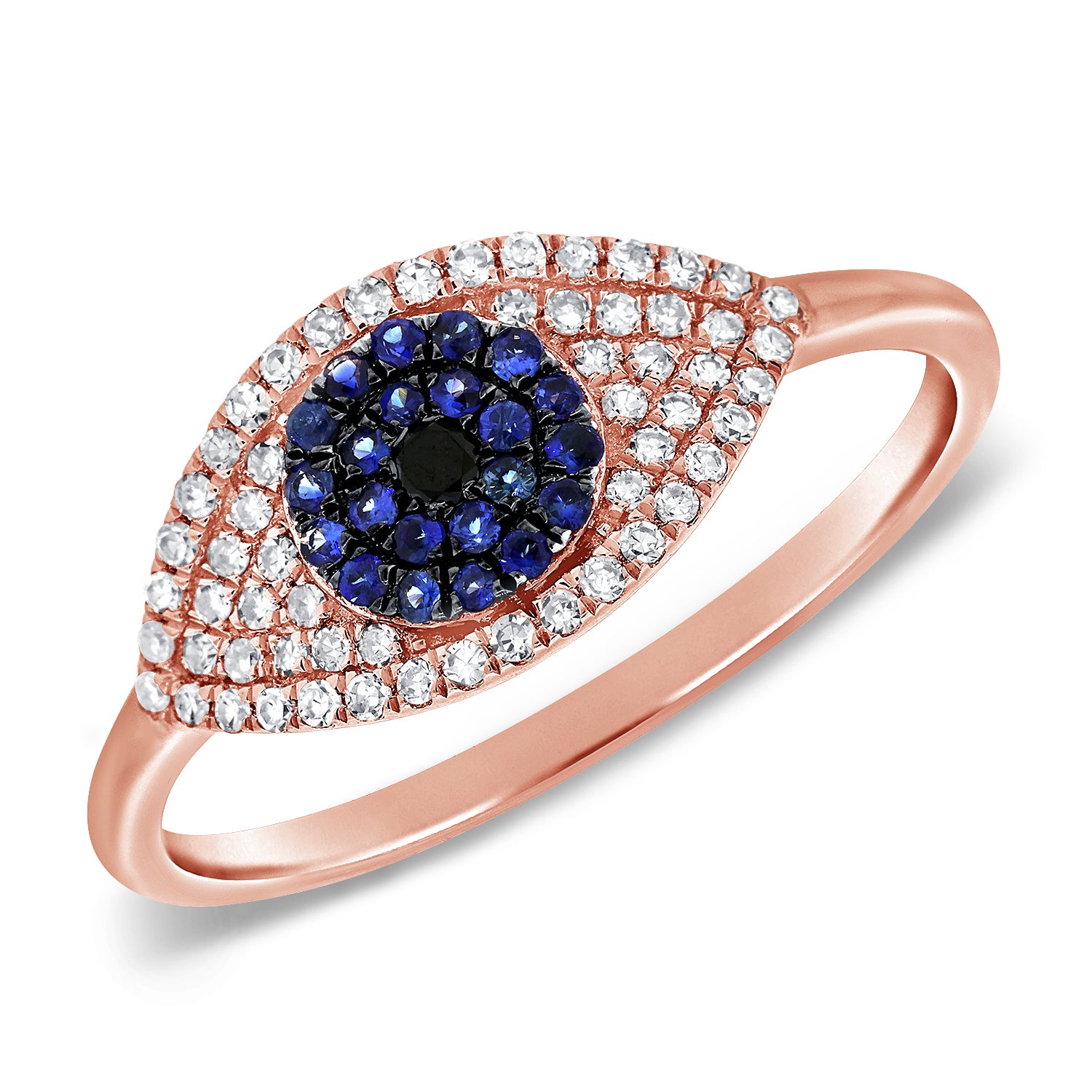 Elegant Diamond-Accented Evil Eye 14K Yellow Gold Ring (Blue Enamel),  Jewelry | Judaica Webstore