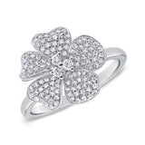 14K Gold & Diamond Flower Ring - 0.47ct