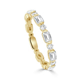 14K Gold Round & Emerald Cut Diamond Ring - 0.84ct