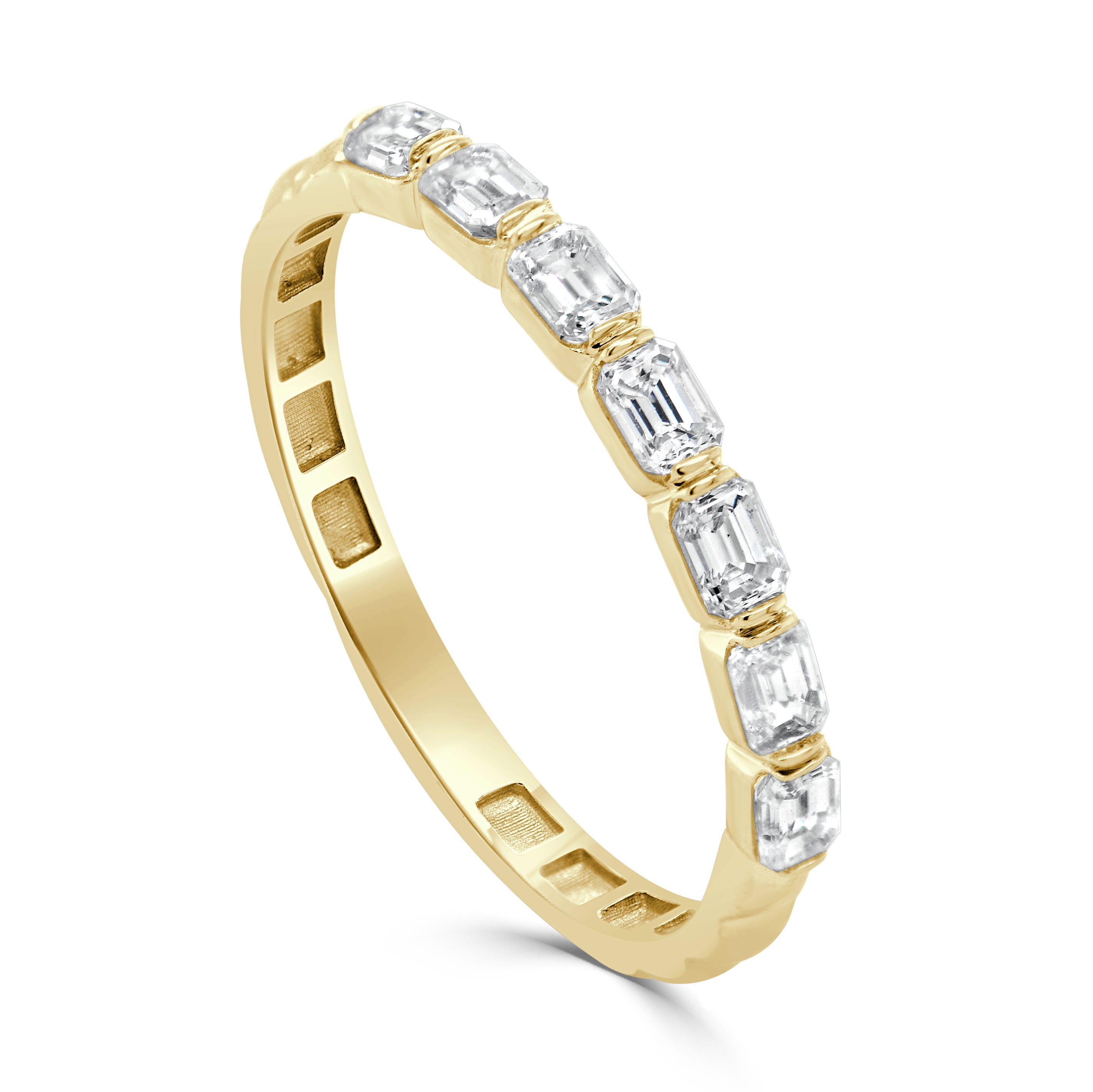 14K Gold & Emerald-Cut Diamond Band - 0.50ct