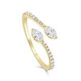 14K Gold & Marquise Diamond Bypass Ring - 0.48ct