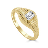 14K Gold Emerald Cut Diamond Wave Ring - 0.41ct