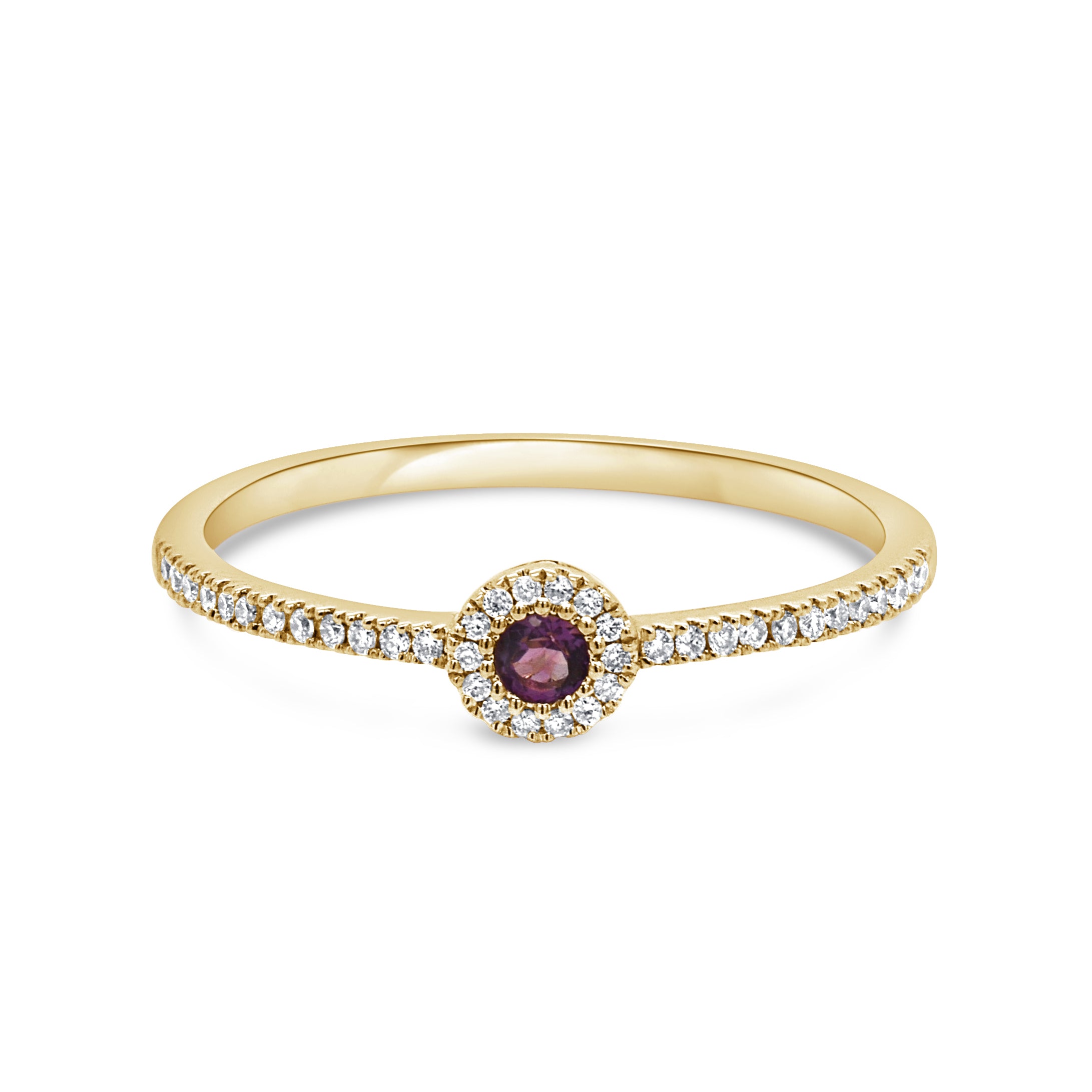 14K Gold & Diamond Amethyst Ring - 0.08ct