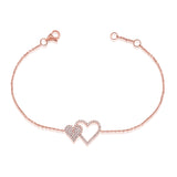 14k Gold & Diamond Double Heart Bracelet - 0.22ct