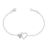 14k Gold & Diamond Double Heart Bracelet - 0.22ct