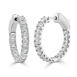 14K Gold & Emerald-Cut Diamond Hoop Earrings - 4.31ct