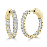 14K Gold & Emerald-Cut Diamond Hoop Earrings - 4.31ct