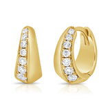 14K Gold & Diamond Huggie Earrings- 0.26 ct.