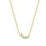 14K Gold & Diamond Moon Necklace - 0.08ct