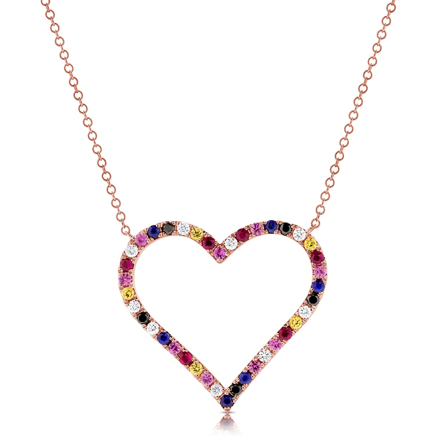 14K Gold & Mix-Color Sapphire Open Heart Necklace – Sabrina Design