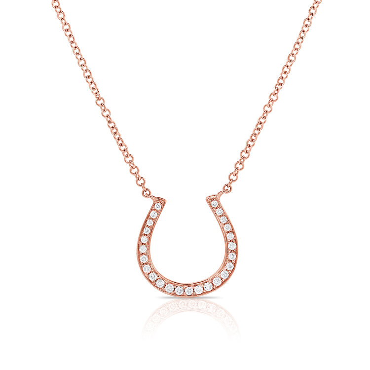 14K Gold & Diamond Horseshoe Necklace- 0.11 ct.