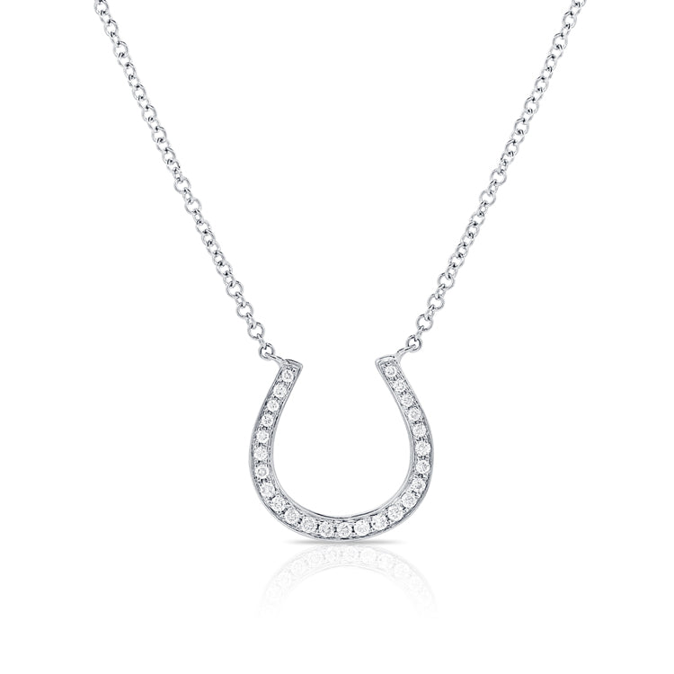 14K Gold & Diamond Horseshoe Necklace- 0.11 ct.
