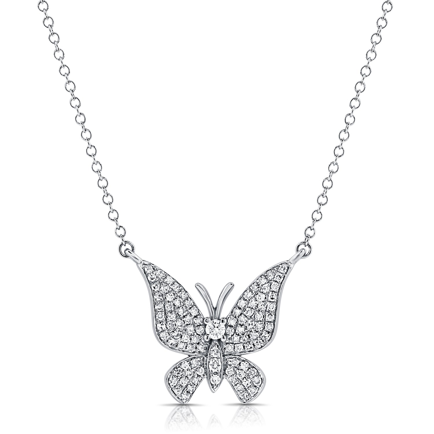 14K Gold & Diamond Butterfly Necklace - 0.30ct