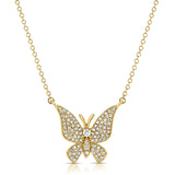 14K Gold & Diamond Butterfly Necklace - 0.30ct