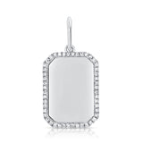 14k Gold & Diamond Dog Tag Charm - 0.15ct