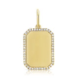 14k Gold & Diamond Dog Tag Charm - 0.15ct