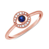 14K Gold Sapphire & Diamond Evil Eye Ring