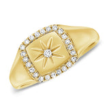 14k Gold & Diamond Signet Ring - 0.14ct