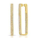 14k Gold & Diamond Rectangle Hoops - 0.84ct