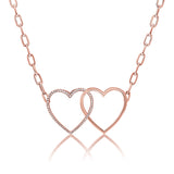 14K Gold & Diamond Double Heart Necklace - 0.16ct