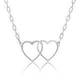 14K Gold & Diamond Double Heart Necklace - 0.16ct