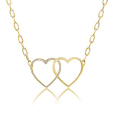 14K Gold & Diamond Double Heart Necklace - 0.16ct