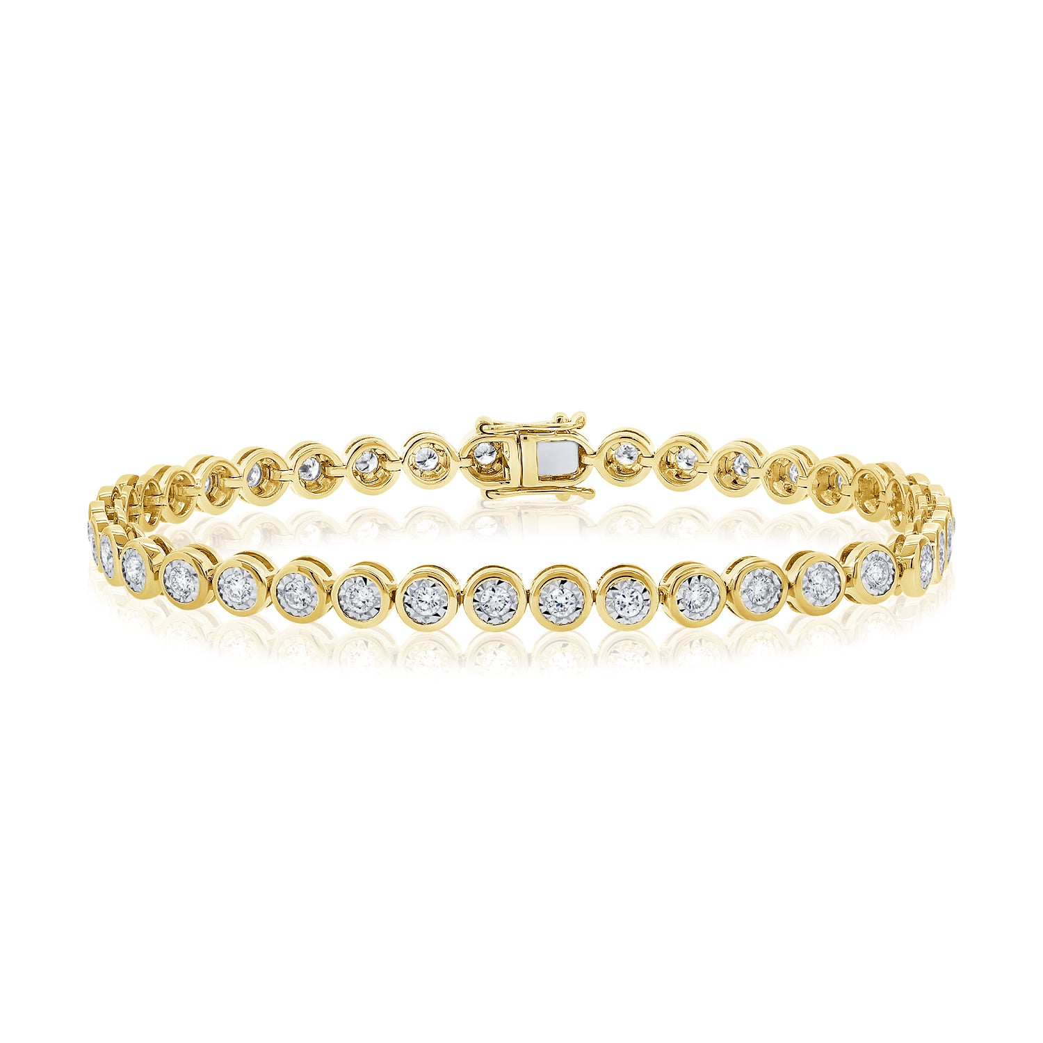 14k Gold Bezel Diamond Tennis Bracelet - 1.79ct
