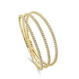 14K Gold & Diamond 3-Row Flexible Bangle - 2.85ct