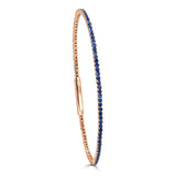 14K Gold & Blue Sapphire Flexible Eternity Bangle - 2.25ct